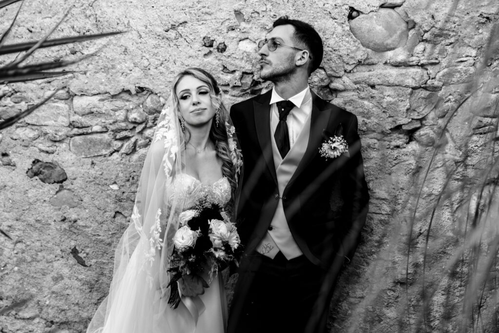 Ritratto degli sposi in bianco e nero