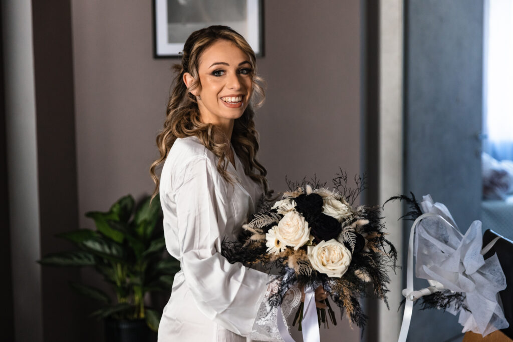 “Primo piano di Letizia con il bouquet