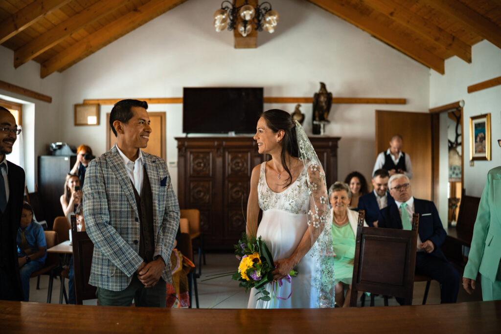 Il. momento del si durante la cerimonia