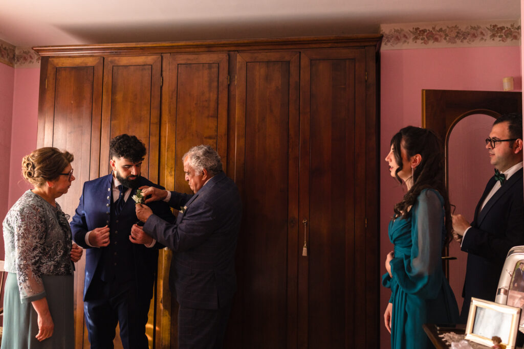 La famiglia al completo prima della cerimonia